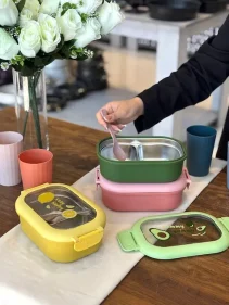 ظرف غذا فانتزی داخل استیل 3 رنگ - Image 2