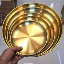 بشقاب استیل رنگ طلایی در 5 سایز