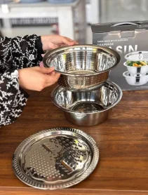 آبکش لگن رنده دار 3 تکه